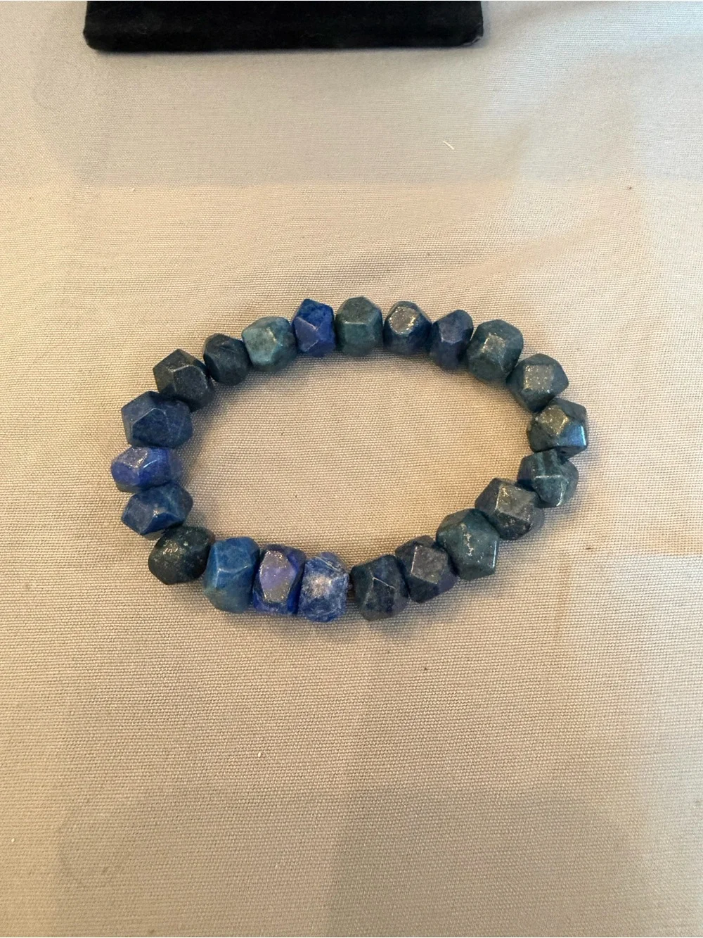 Blue Apatite Bead Stretch Bracelet - Polished Faceted Stones. Vintage